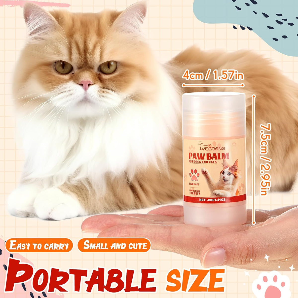 1.4 Oz Cat Paw Balm, Dog Paw Butter for Dry Paws and Noses