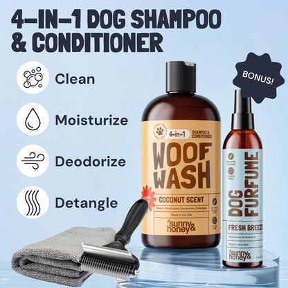 Detangling Dog Shampoo and Conditioner with Dog Perfume,