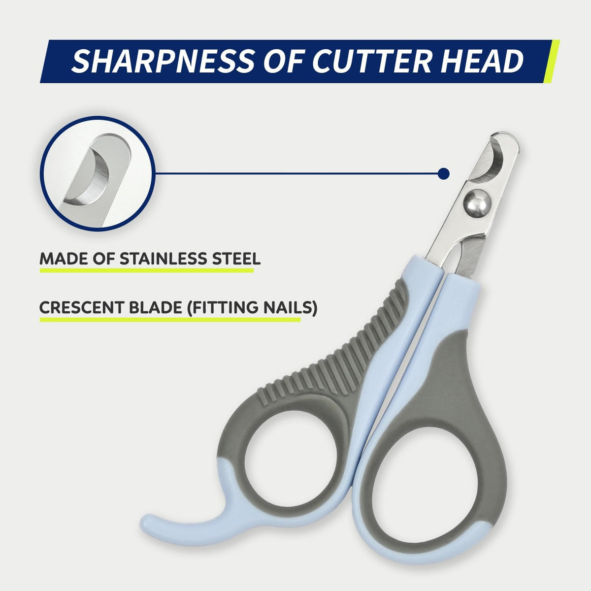 Pet Nail Clippers U07.2, Professional Claw Trimmer, Scissor for Cats, Puppies, Kittens, Hamsters, Rabbits and Small Animals, Sharp, Safe, Small, Grey/Blue