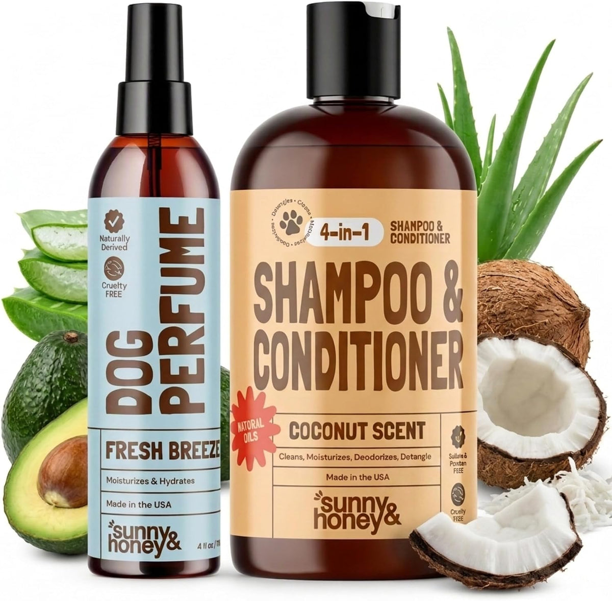 Detangling Dog Shampoo and Conditioner with Dog Perfume,