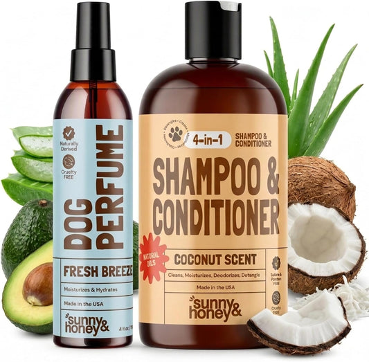 Detangling Dog Shampoo and Conditioner with Dog Perfume,